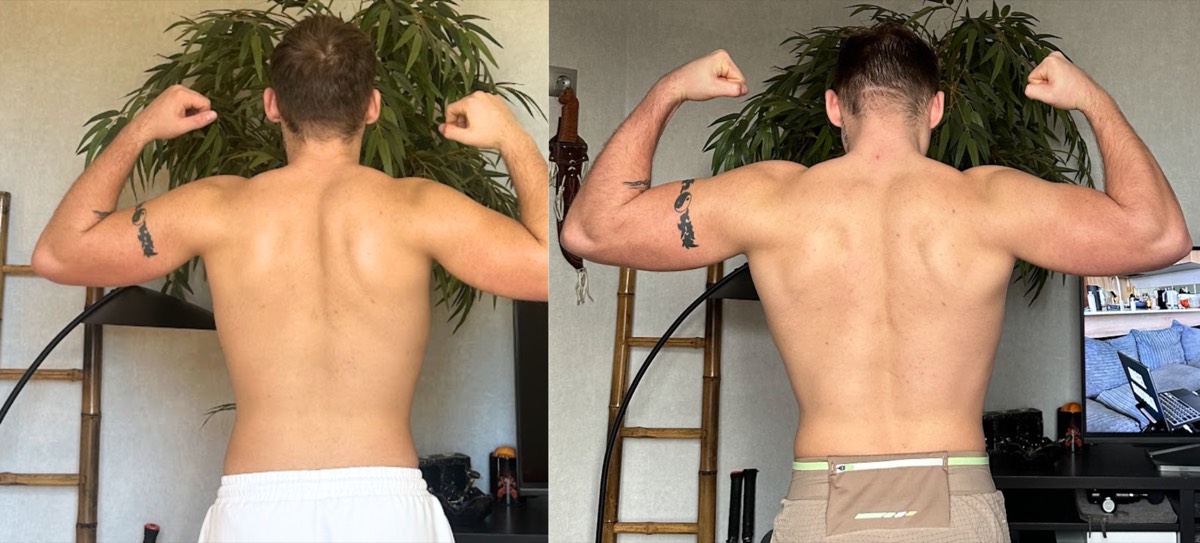 Transformation d'un client, dos avant et après le protocole.